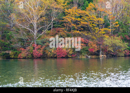 Vue sur lac Yunoko en saison d'automne au parc national de Nikko, Nikko, Tochigi, au Japon. Banque D'Images