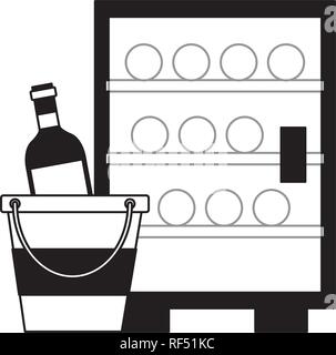 Réfrigérateur bouteilles de vin seau à glaçons Illustration de Vecteur