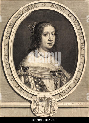 Anne d'Autriche, reine de France et de Navarre. En date du : 1660. Technique : gravure. Musée : National Gallery of Art, Washington DC. Auteur : Robert Nanteuil D'après Pierre Mignard I. Robert Nanteuil. D'après Pierre Mignard. Banque D'Images