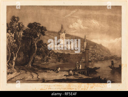 Ville de Thoune. En date du : publié en 1816. Technique : eau-forte et manière noire. Musée : National Gallery of Art, Washington DC. Auteur : Joseph Mallord William Turner et Thomas Hodgetts. Conçu et gravé par Joseph Mallord William Turner. TURNER, Joseph Mallord William. Banque D'Images