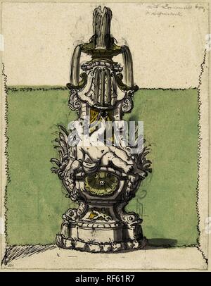 Conception pour une fontaine. Rapporteur pour avis : Daniël Marot (II). Dating : 1705 - 1769. Dimensions : H 208 mm × W 163 mm. Musée : Rijksmuseum, Amsterdam. Banque D'Images