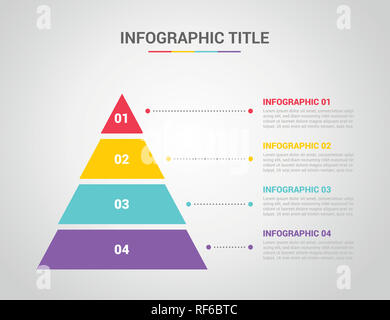 Infographic template avec style pyramide avec de l'espace libre de texte description avec 4 processus en quatre étapes avec texte sur la droite - vector illustration Banque D'Images