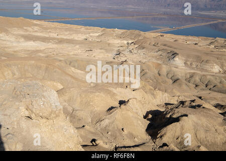 Dead Sea Works (DSW) évaporation des piscines. Les dépôts de sel riche en minéraux que sont collectées et traitées. Mer Morte, Israël Banque D'Images