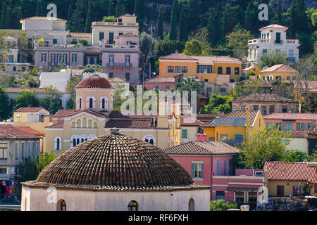 Paysage urbain d'Athènes l'acropole, dans l'arrière-plan Banque D'Images