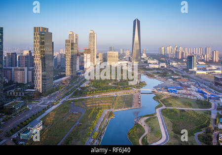 Songdo Central Park dans le district de Songdo Incheon, Corée du Sud. Banque D'Images