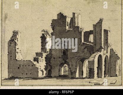 La ruine de l'Abij à Rijnsburg. Rapporteur pour avis : Cornelis Pronk. Dating : 1725 - 1745. Dimensions : H 73 mm × W 102 mm. Musée : Rijksmuseum, Amsterdam. Banque D'Images