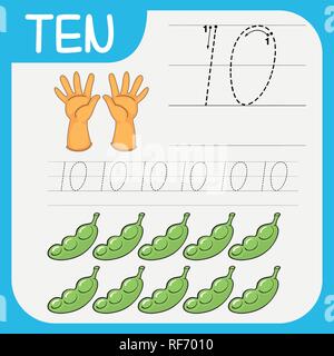 Count Nombre mathématiques feuille dix illustration Illustration de Vecteur