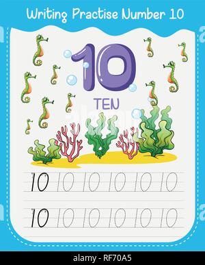 La pratique d'écriture numéro dix illustration Illustration de Vecteur