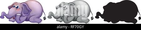 Jeu de caractères de l'éléphant d'illustration Illustration de Vecteur