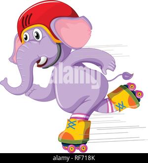 Un éléphant jouant roller skate illustration Illustration de Vecteur