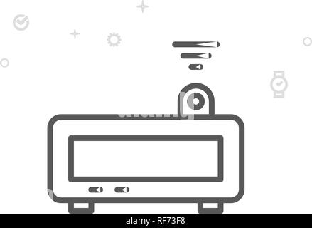 Réveil projecteur sur l'icône de la ligne du vecteur. Le symbole de l'horloge numérique électronique, le pictogramme, signe. Résumé Arrière-plan géométrique de la lumière. Avc. modifiable Régler Illustration de Vecteur