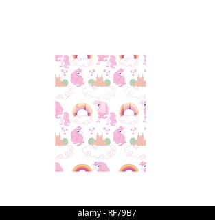 Motif transparent mignon avec licornes Illustration de Vecteur