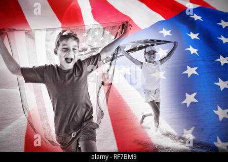 Image composite de close-up de drapeau américain émietté Banque D'Images