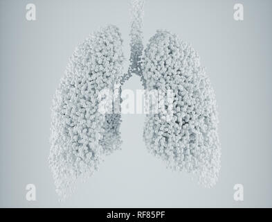 Nanoparticules dans les poumons sur fond blanc - le rendu 3D Banque D'Images