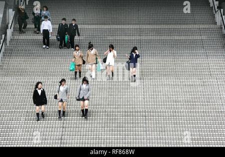 Classe de l'école entière à Odaiba, Tokyo, Japon, Asie Banque D'Images