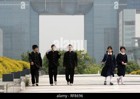 Classe de l'école entière à Odaiba, Tokyo, Japon, Asie Banque D'Images