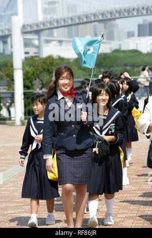 Excursion scolaire, Odaiba, Tokyo, Japon, Asie Banque D'Images