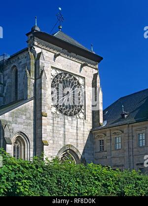 Rosace, Ebrach Abbaye cistercienne, dans le comté de Bamberg, Haute-Franconie, Bavière Banque D'Images