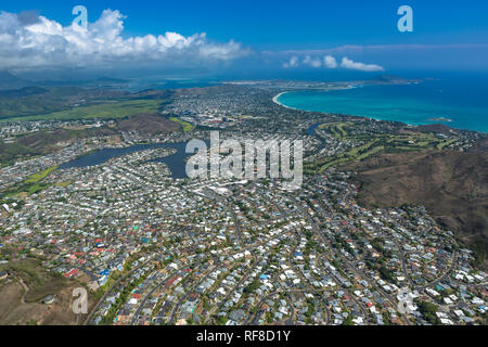 Une communauté résidentielle planifiée - une antenne près de Pearl City, Oahu. Banque D'Images