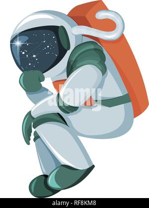 Caricature de la pensée de l'astronaute ou solution de recherche isolé sur fond blanc Illustration de Vecteur