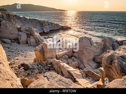 Les vestiges de la carrière de marbre et port de Thasos Aliki, Grèce Banque D'Images