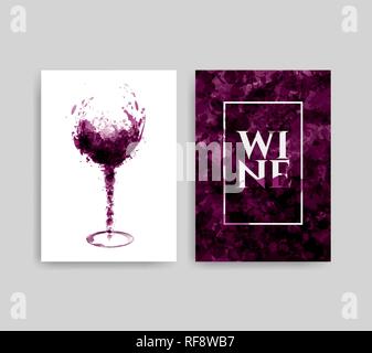 Illustration du verre avec les taches de vin rouge. Les taches de fond de vin diminue. Des modèles de listes de vin, flyer, promotions, invitations. Vector illustrat Illustration de Vecteur