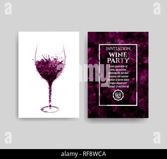 Illustration du verre avec les taches de vin rouge. Les taches de fond de vin diminue. Des modèles de listes de vin, flyer, promotions, invitations. Vector illustrat Illustration de Vecteur