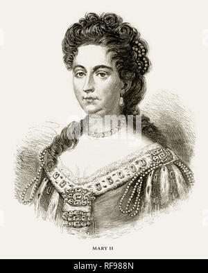 Marie II, Queen Mary II, gravure, 1887 victorien anglais Banque D'Images