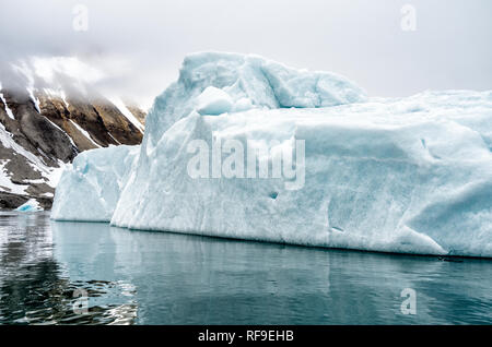 LONGYEARBYEN, Svalbard — les icebergs et les glaciers près de Longyearbyen, dans l'archipel arctique de Svalbard. Ces structures glacées époustouflantes incarnent non seulement la beauté sauvage de l'Arctique, mais servent également d'indicateurs cruciaux du changement climatique, de leurs changements et de leurs fondus révélant des informations clés sur les tendances du réchauffement climatique. Banque D'Images