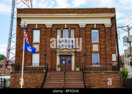 Chicago, Illinois, United States - 9 août 2018 : Photo de l'avant du Temple Maçonnique situé dans la région de Jefferson Park à Chicago (Illinois) à 5418 W Gale Str Banque D'Images