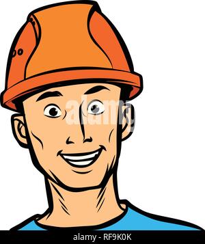 L'homme joyeux professionnel dans un casque Illustration de Vecteur