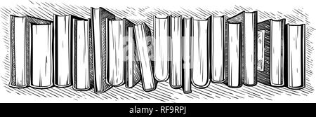 Croquis dessinés à la main, vue du dessus sur livres de bibliothèque vector illustration Illustration de Vecteur