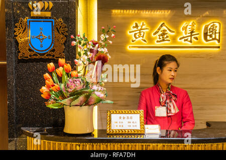 Le décor intérieur du Grand Lisboa Hotel et Casino à Macao, en Asie. Banque D'Images