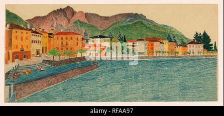 Vue d'une ville italienne sur l'eau. Rapporteur pour avis : Reijer Stolk. Dating : 1936 - 1938. Dimensions : H 139 mm × W 302 mm. Musée : Rijksmuseum, Amsterdam. Banque D'Images