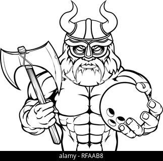 Sports Bowling Viking Mascot Illustration de Vecteur