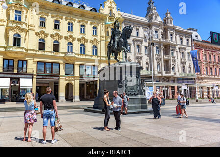 Ban Josip Jelacic monument à la place centrale de Zagreb, Croatie. Banque D'Images