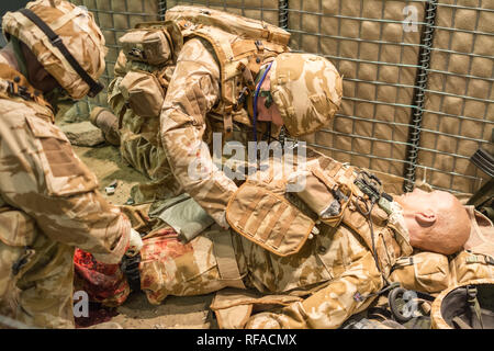 Musée de la médecine militaire, caserne Keogh, Mytchett, Surrey, UK. Diorama d'un hôpital de campagne de l'armée Banque D'Images