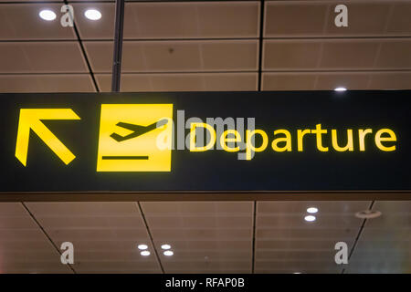 Départ de l'aéroport et l'icône de l'enseigne - Vol international départ informations inscription à l'aéroport Banque D'Images