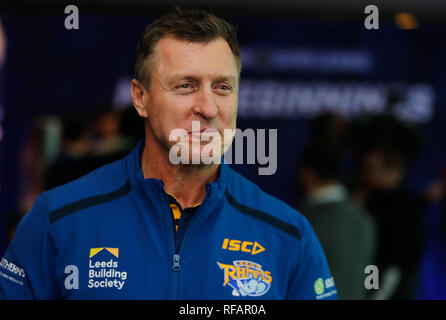 Le stade Old Trafford, Manchester, Royaume-Uni. 24 janvier 2019. Super League Betfred 2019 Lancement de la saison officielle- David Furner Entraîneur de Leeds Rhinos. Credit : Touchlinepics/Alamy Live News Banque D'Images