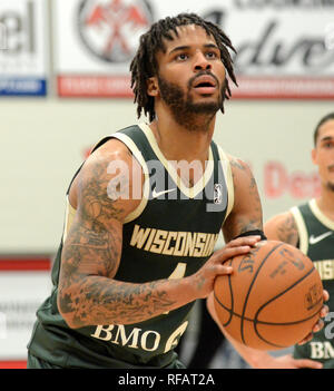 Oshkosh, Wisconsin, USA. 23 Jan, 2019. Garde des troupeaux Wisconsin Vander Blue est vu lors d'un G-League NBA match entre la ville des vents et le troupeau de taureaux du Wisconsin à la Nation Menominee Arena de Oshkosh, Wisconsin. Ricky Bassman/CSM/Alamy Live News Banque D'Images