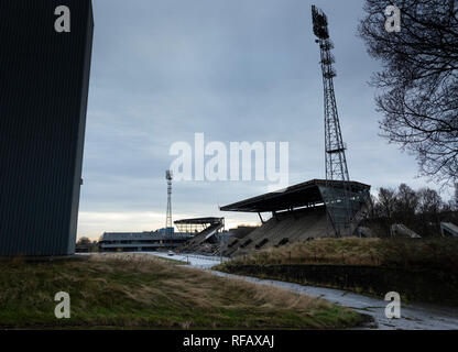 Edinburgh, Ecosse, Royaume-Uni. 24 janvier, 2019. Stade Meadowbank dans la capitale écossaise est démoli pour faire place à de nouveaux logements et d'installations sportives. Construit sur le site de la nouvelle et Meadowbank Meadowbank vieux sites sportifs, il a été construit pour accueillir les Jeux du Commonwealth de 1970. Il a également accueilli les Jeux en 1986, devenant le premier lieu pour accueillir les Jeux à deux reprises. Banque D'Images