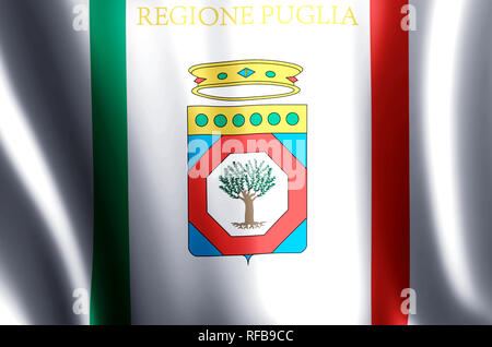 Apulia élégant et agitant le drapeau gros plan illustration. Parfait pour les fins de l'arrière-plan ou de texture. Banque D'Images