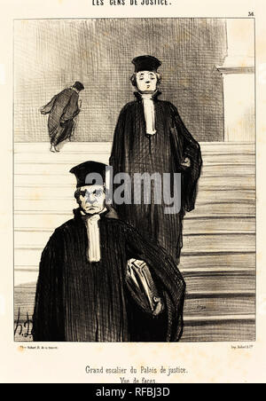 Grand escalier du Palais de justice. Vue de face. En date du : 1848. Technique : lithographie. Musée : National Gallery of Art, Washington DC. Auteur : Honoré Daumier. DAUMIER, honoré. Honoré-Victorin Daumier. Banque D'Images