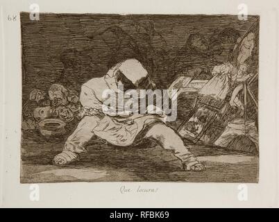 Francisco de Goya y Lucientes / 'Quelle folie !'. 1814 - 1815. Laver, Eau-forte, Burin sur papier ivoire. Musée : Musée du Prado, Madrid, España. Banque D'Images