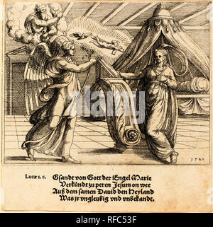 L'Annonciation. En date du : 1548. Technique : gravure. Musée : National Gallery of Art, Washington DC. Auteur : Augustin Hirschvogel. Banque D'Images