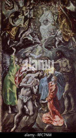 Le Baptême du Christ - 1608/14 - 320x211 cm - Huile sur toile. Auteur : EL GRECO. Lieu : HÔPITAL DE TAVERA / MUSEO DUQUE DE LERMA. Toledo. L'ESPAGNE. Banque D'Images