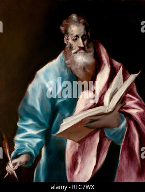 San Mateo Apóstol / Apôtre Saint Matthieu. Date/Période : Entre 1610 et 1614. La peinture. Huile sur toile. Hauteur : 80 cm (31,4 in) ; Largeur : 100 cm (39,3 in). Auteur : EL GRECO. Banque D'Images