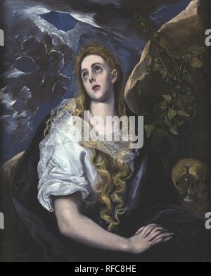 La pénitente Madeleine. Date/Période : Entre 1580 et 1585. La peinture. Huile sur toile. Hauteur : 101,6 cm (40 po) ; Largeur : 81,9 cm (32.2 in). Auteur : EL GRECO. Banque D'Images