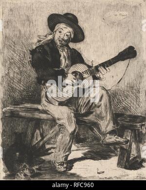 Le chanteur espagnol ou le joueur de guitare (Le chanteur espagnol ou le guitarero). Dimensions : 40,1 cm x 27,4 cm, 29,8 cm x 24,3 cm, 29,8 cm x 24,3 cm. Musée : Musée Van Gogh, Amsterdam. Auteur : MANET, EDOUARD. EDOUARD MANET. Banque D'Images