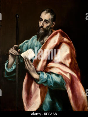 San Pablo Apóstol / apôtre Saint Paul. Date/Période : Entre 1610 et 1614. La peinture. Huile sur toile. Hauteur : 81 cm (31,8 in) ; Largeur : 100 cm (39,3 in). Auteur : EL GRECO. Banque D'Images